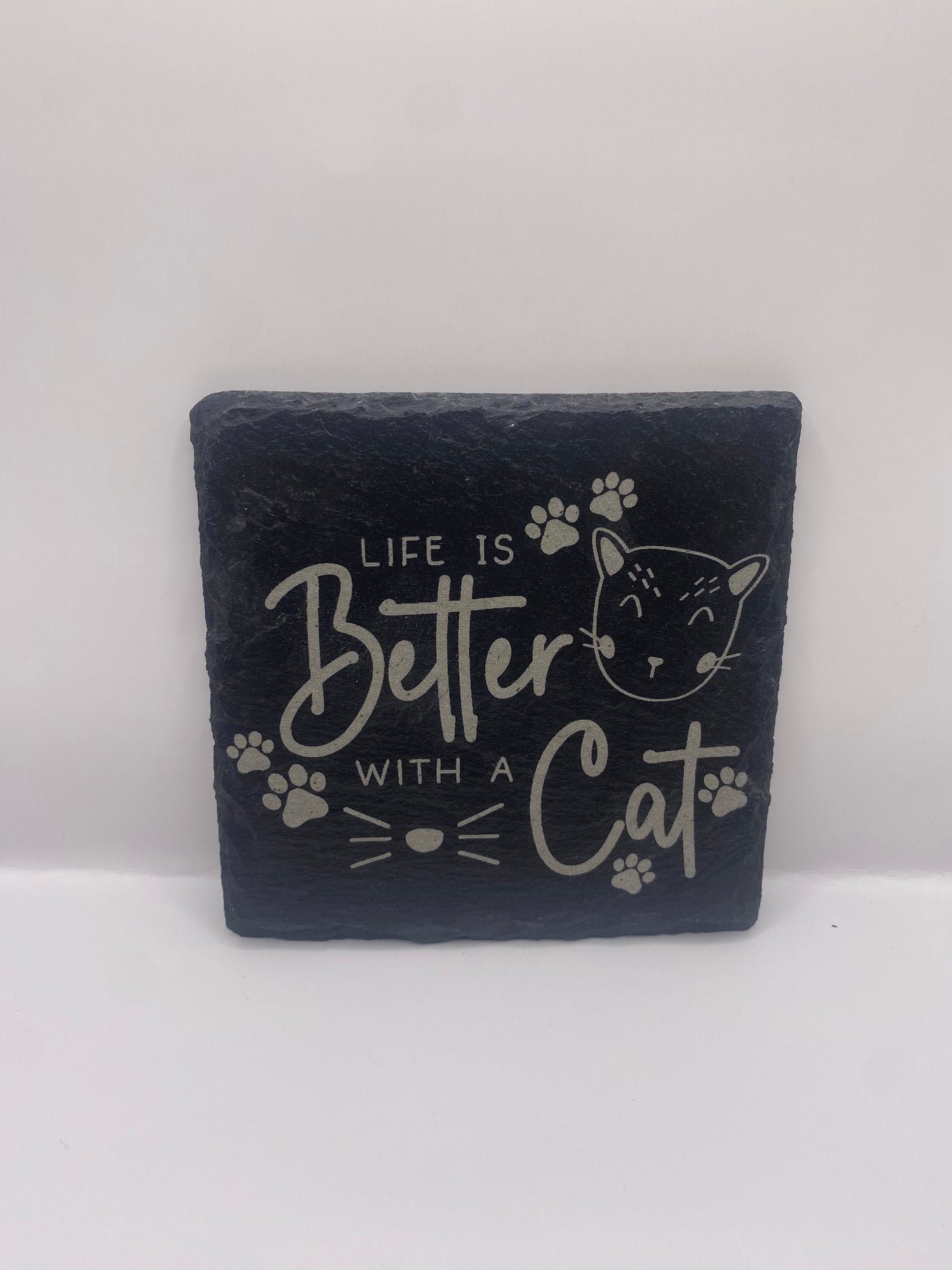 Better with a Cat Slate Coaster
