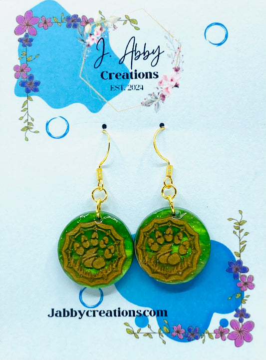 Wildshape Whispers – Druid Paw Print Earrings