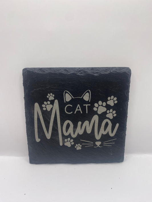 Cat Mama Slate Coaster