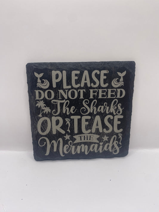 Sharks & Mermaids Slate Coaster