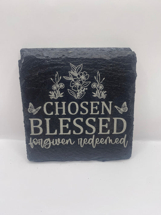 Chosen & Blessed Slate Coaster