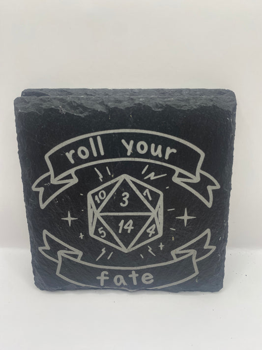 Roll Your Fate Slate Coaster