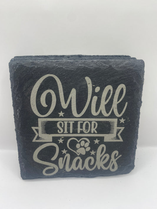 Sit for Snacks Slate Coaster